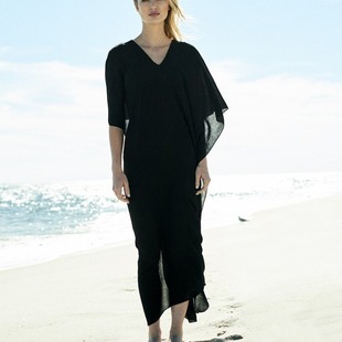 6012 wholesale chiffon wrinkled large V-neck loose Beach blouse for holiday wear