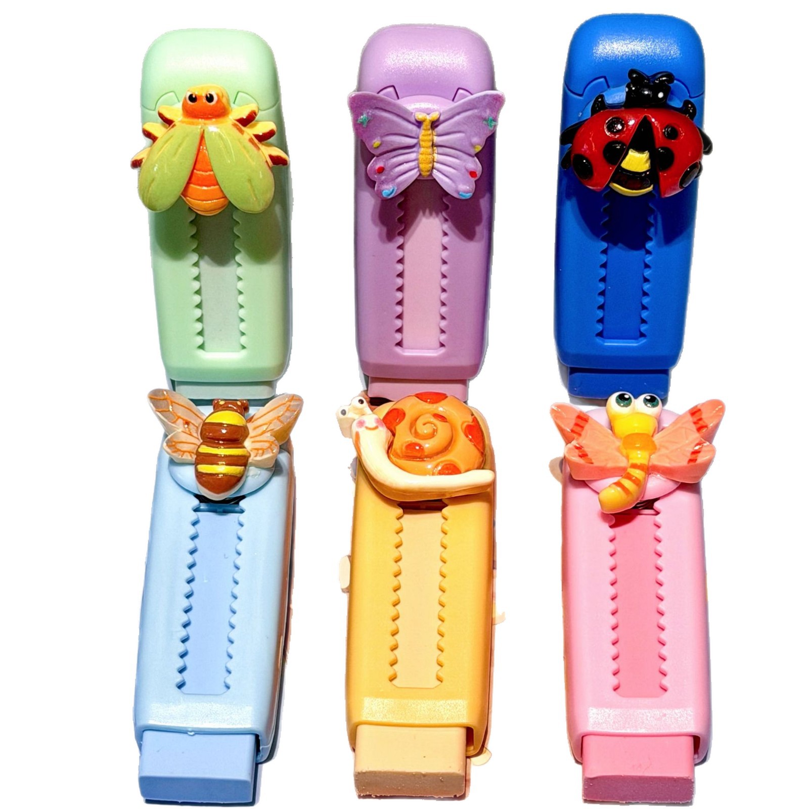 Eraser de insectos creativo resina de dibujos animados colorido lindo animal empuje tirar Eraser estudiantes aprenden papelería