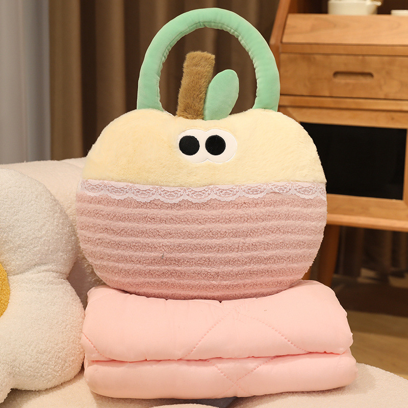 Pequeña manzana almohada portátil para niños, colcha trasera para coche, manta para dormir, artefacto de oficina de dopamina