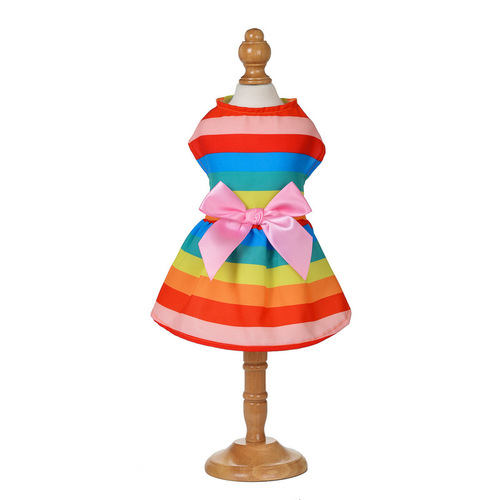  New Dog Clothes Bright Color Skirt Pretty Lady Dress Pet Clothes Bowknot Princess Dress Dog Apparel