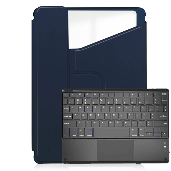 Sapphire blue rotating leather case + touch keyboard