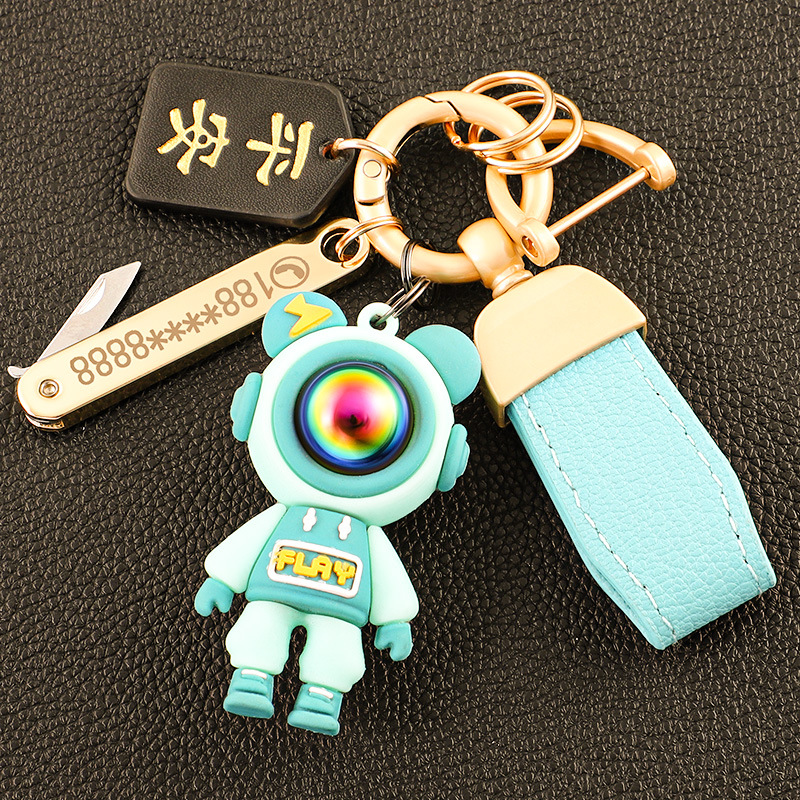 Llavero de oso de alta gama en el extranjero, colgante de llave de pareja, cuerda de mano de cuero, hebilla de metal duradera, hombre de comercio electrónico de Amazon