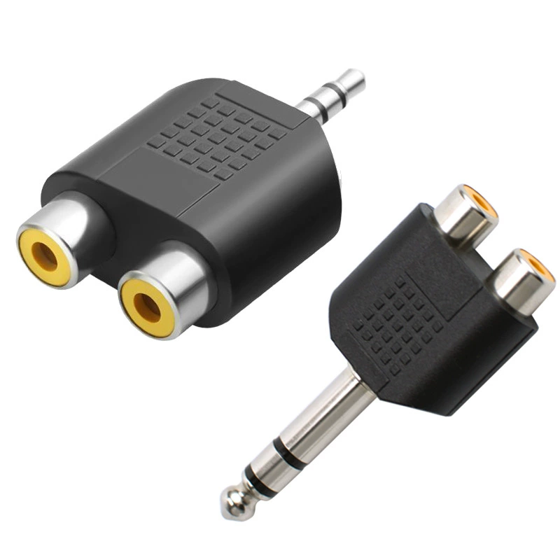 6.5 to 2RCA lotus hole adapter 3.5 to 2AV audio adapter mobile phone computer audio splitter
