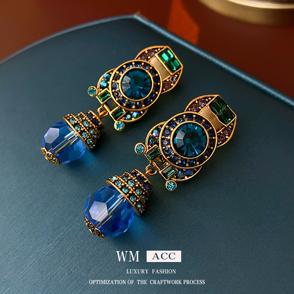 Retro blue ear clips