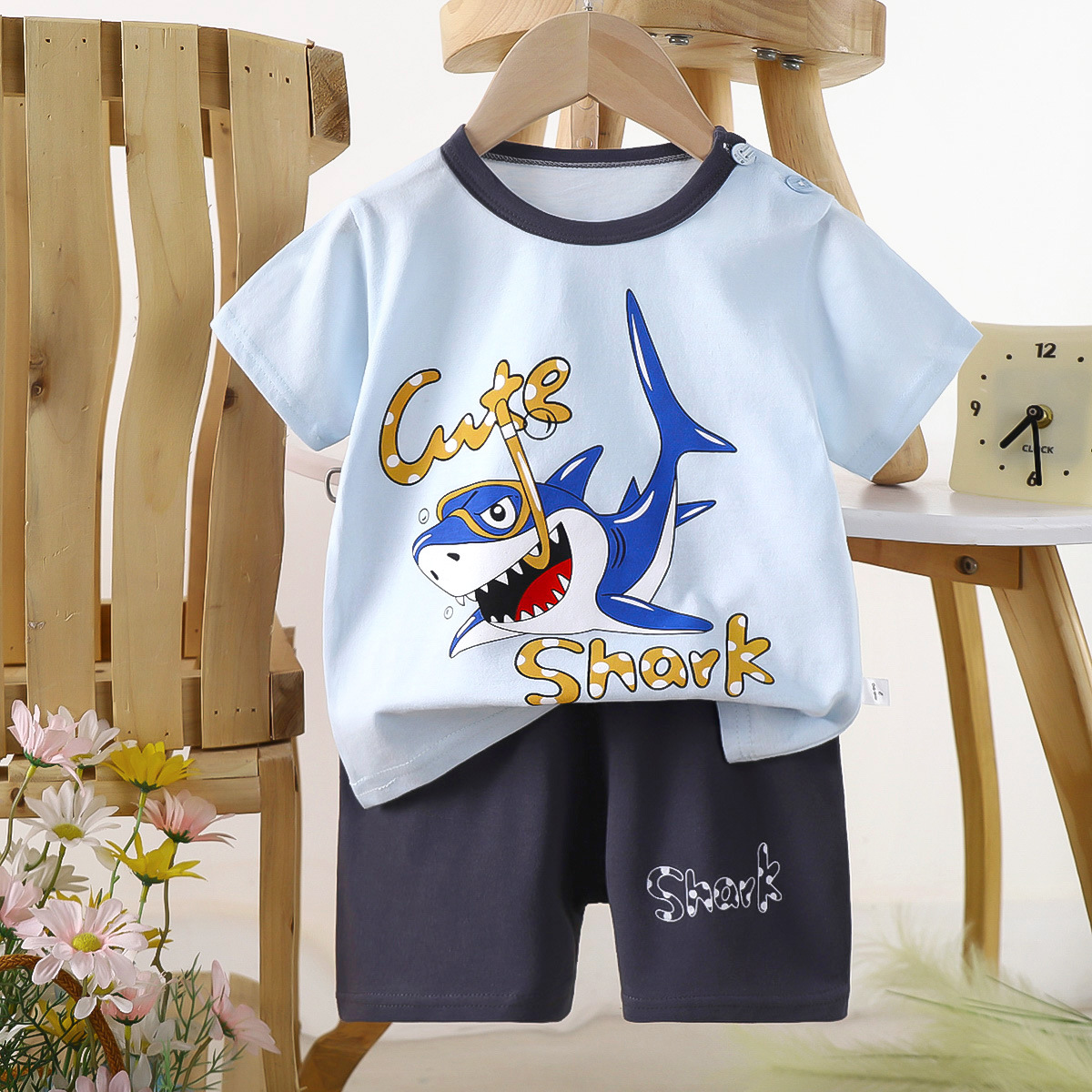 儿童短袖套装男童夏季男宝纯棉T恤宝宝童装女童婴儿透气韩版童装