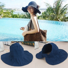 韩版帽子女夏季防晒可折叠空顶帽大檐遮阳布帽休闲太阳帽防紫外线