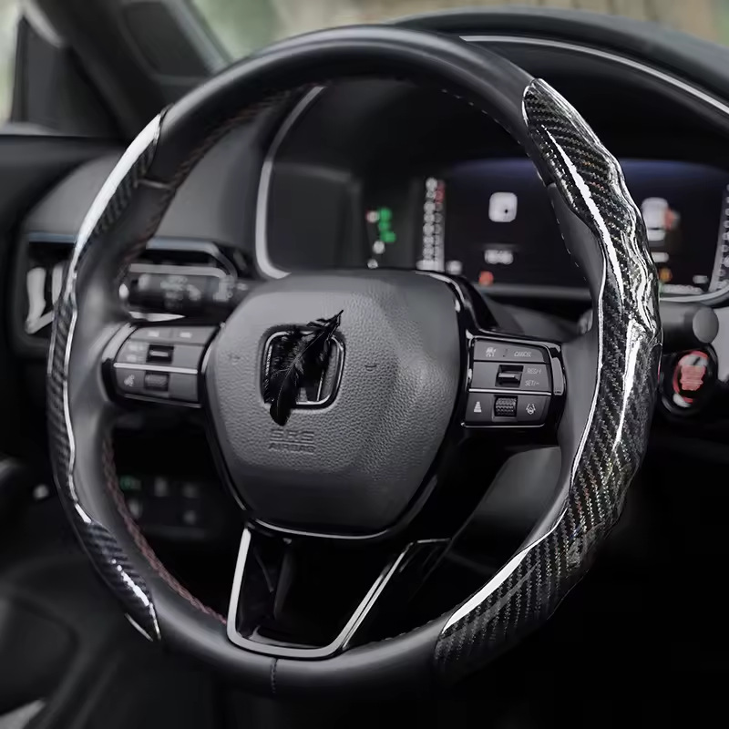 Cross-Border Best-Selling Carbon Fiber Style Anti-Glare Car Steering Wheel Cover Three-Piece Set Suitable for General Motors