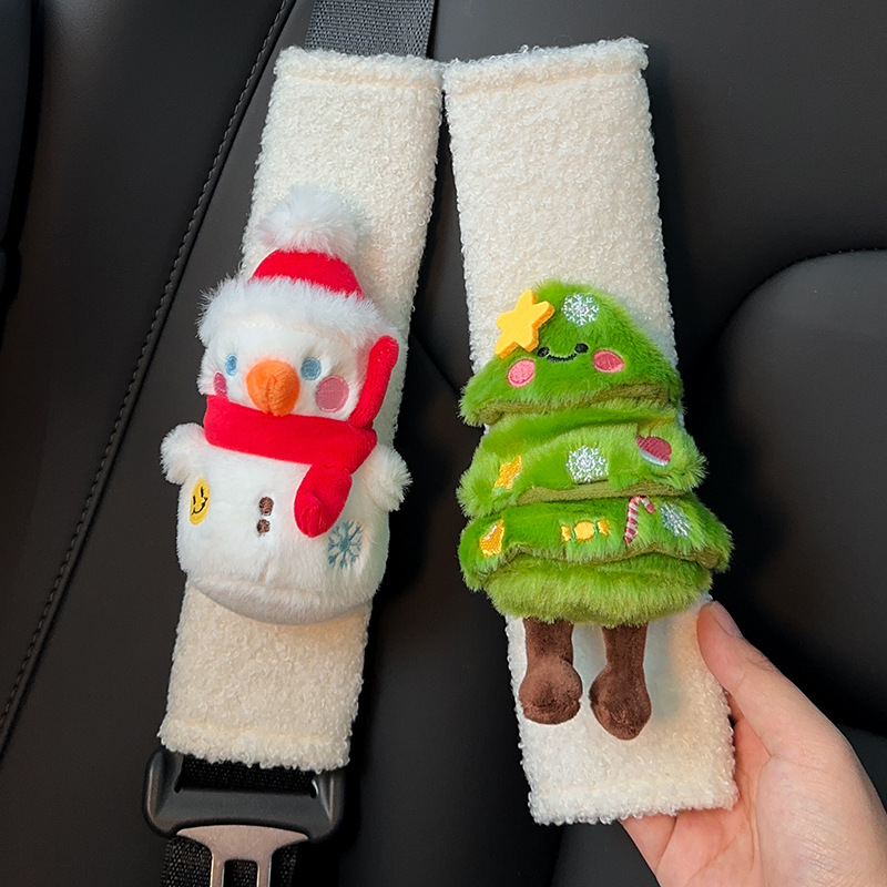 Creative Christmas Snowman Christmas Tree Car Shoulder Cover Car Decoration Seat Belt Protective Cover Christmas Gift