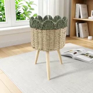 Cesta de Flores Decorativa Tejida a Mano de Cuerda de Papel para Sala de Estar y Oficina image 54