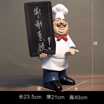 Chef de estilo europeo personaje ornamentos de resina artesanía creativa restaurante chef pizarra de bienvenida placa de comedor decoración creativa