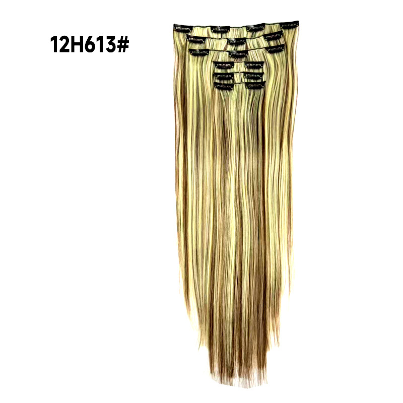 Europa y los Estados Unidos sin rastro extensión de cabello de 24 pulgadas de cabello recto de 6 piezas de cabello de alta temperatura extranjera