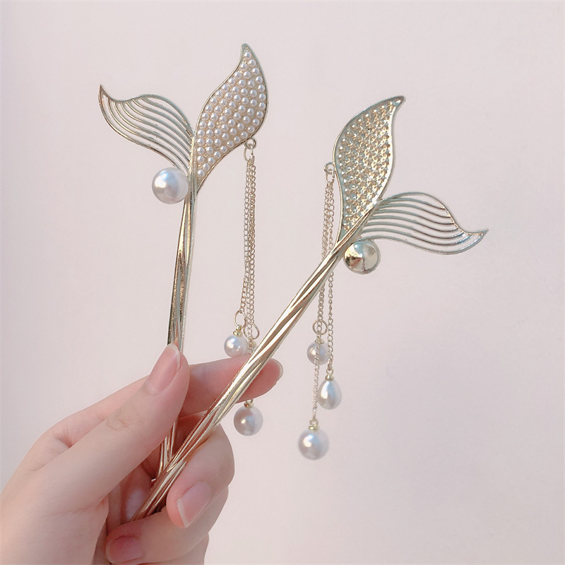 Cola de sirena borla perla horquilla girl estilo antiguo horquilla nueva estilo chino nicho diseño de alta gama accesorios para el cabello
