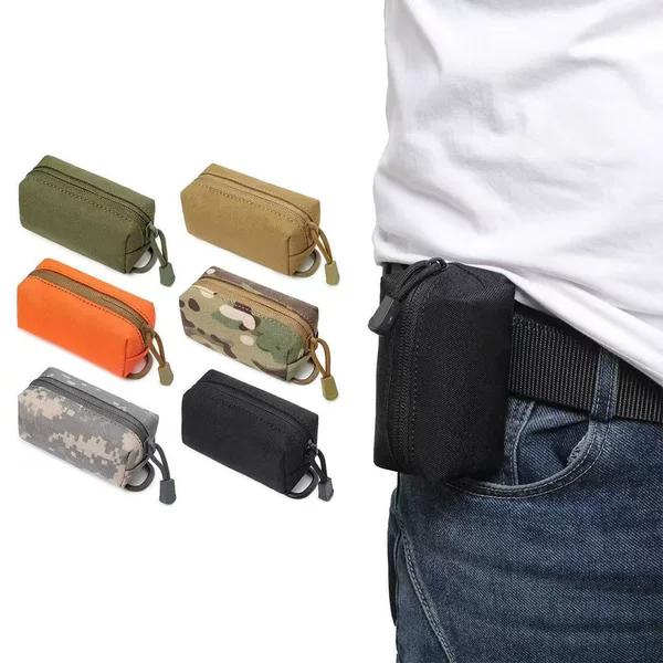 Military-Style Key Pouch, Mini Waist Bag for Hanging Miscellaneous Items, Portable Storage Waist Bag, Straight Small Coin Purse, Hand-Held Pouch