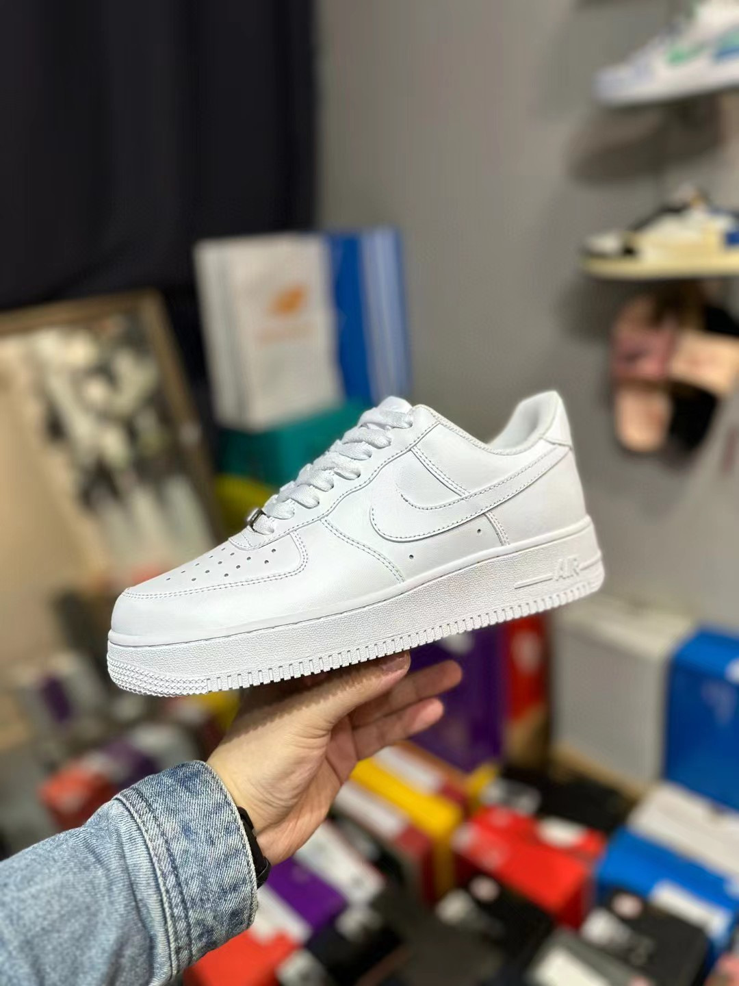 Zapatillas deportivas Air Force One blancas, piel de vaca de primera capa, zapatos de pareja clásicos bajos, AF1 Black Warrior