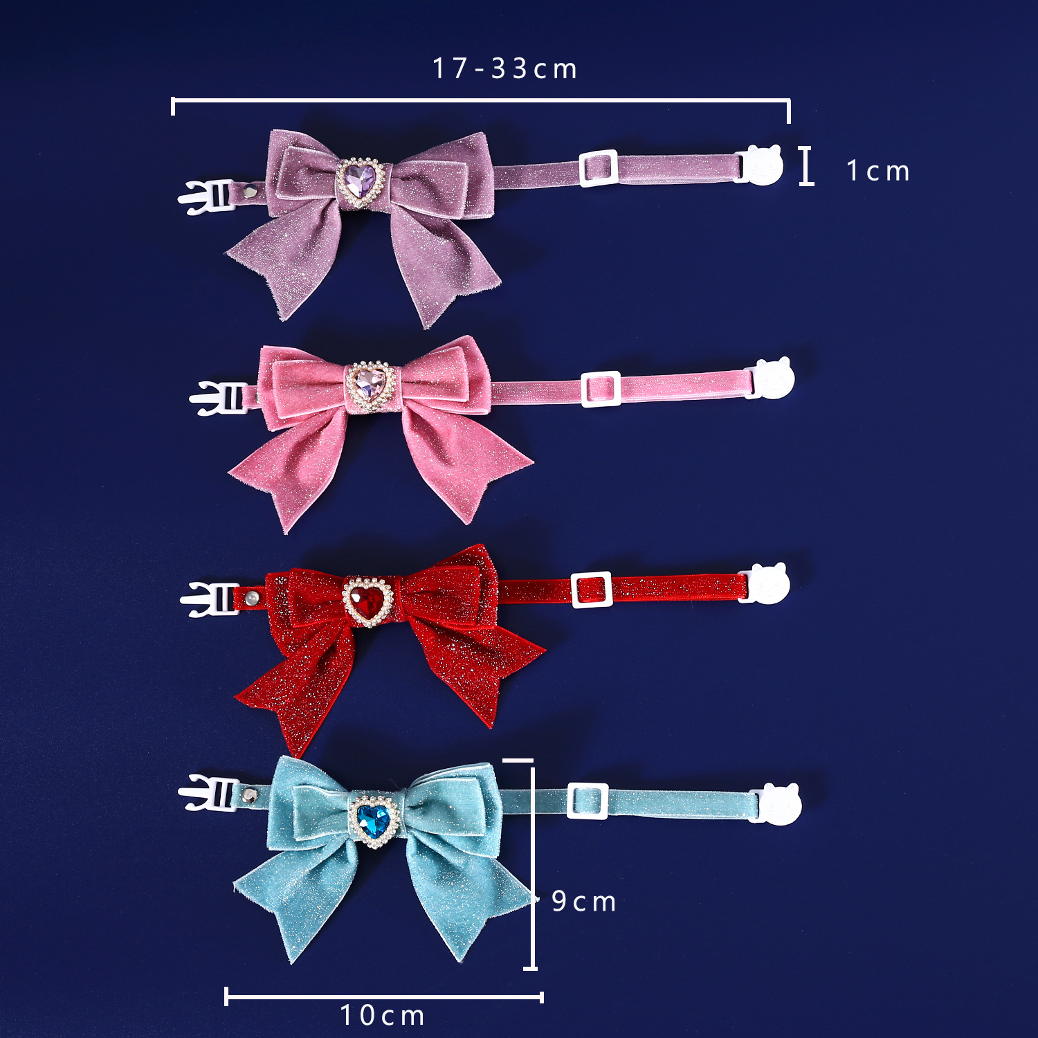 Pet amor seda collar de arco de perlas gemas ajustable corbata de plata accesorios de cumpleaños de perros gatos