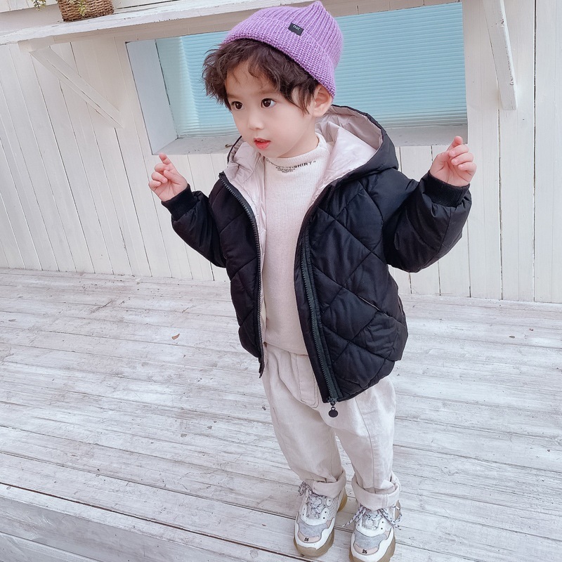 Abrigo acolchado de algodón para niños de otoño e invierno para niños y niñas Abrigo con capucha engrosada forrado de vellón estilo coreano Abrigo acolchado de algodón para niños corto