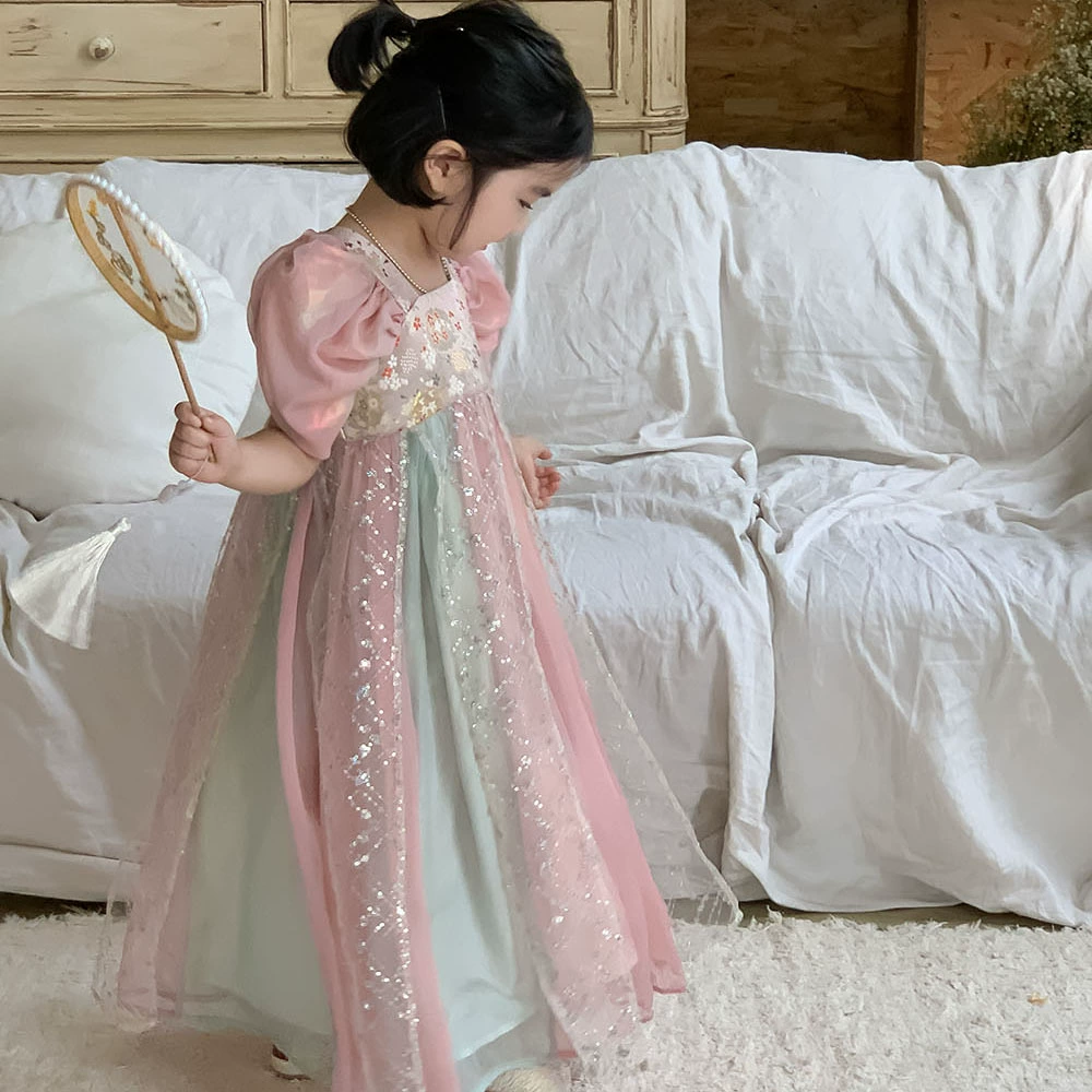 Китайское платье для маленьких девочек, летнее платье, тяжелое платье для девочек, платье 089, марлевое платье в китайском стиле, детское платье династии Хань