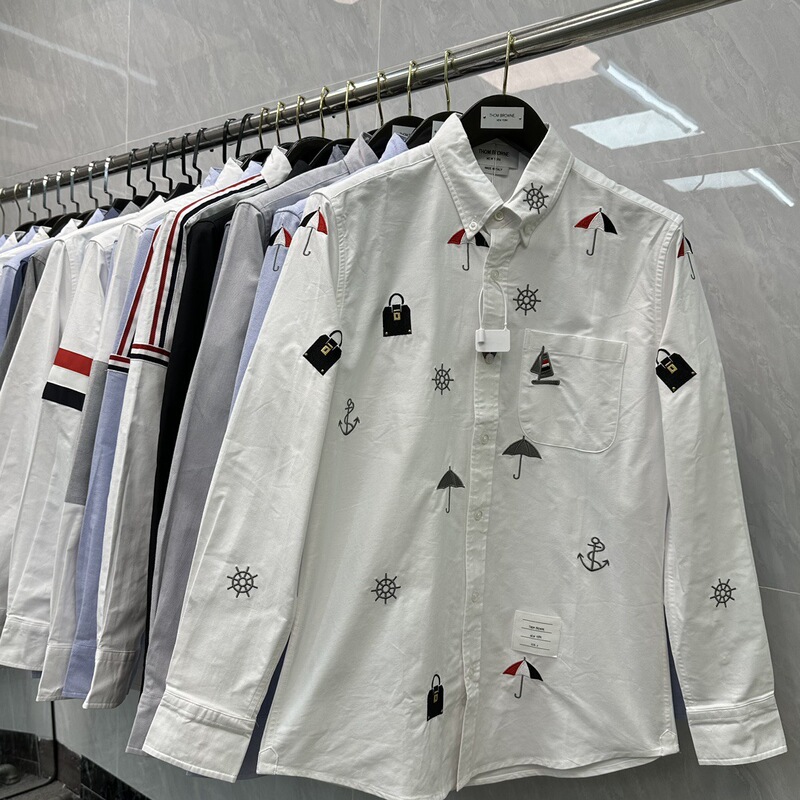 Factory Direct Trend TB24SS Spring and Autumn Explosions Long Sleeve Lapel Shirt Men's and Women's Couples Fashion Joker Shirt Factory Direct Trend TB24SS Spring and Autumn Explosions Long Sleeve Lapel Shirt Men's and Women's Couples Fashion Joker Shirt