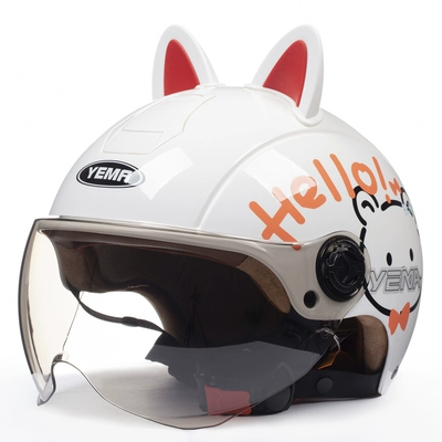 Motosiklet dəbilqələri, Warm Men's and Women's Four - one-size-fits-all-white-cat-white-red-w-comes-with-warm-ear-protection-removable