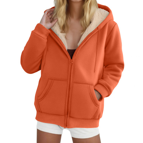 Factory-direct export hit: Women's heavyweight fleece-lined, extra-thick lambswool coat with colorful hooded cardigan-style top