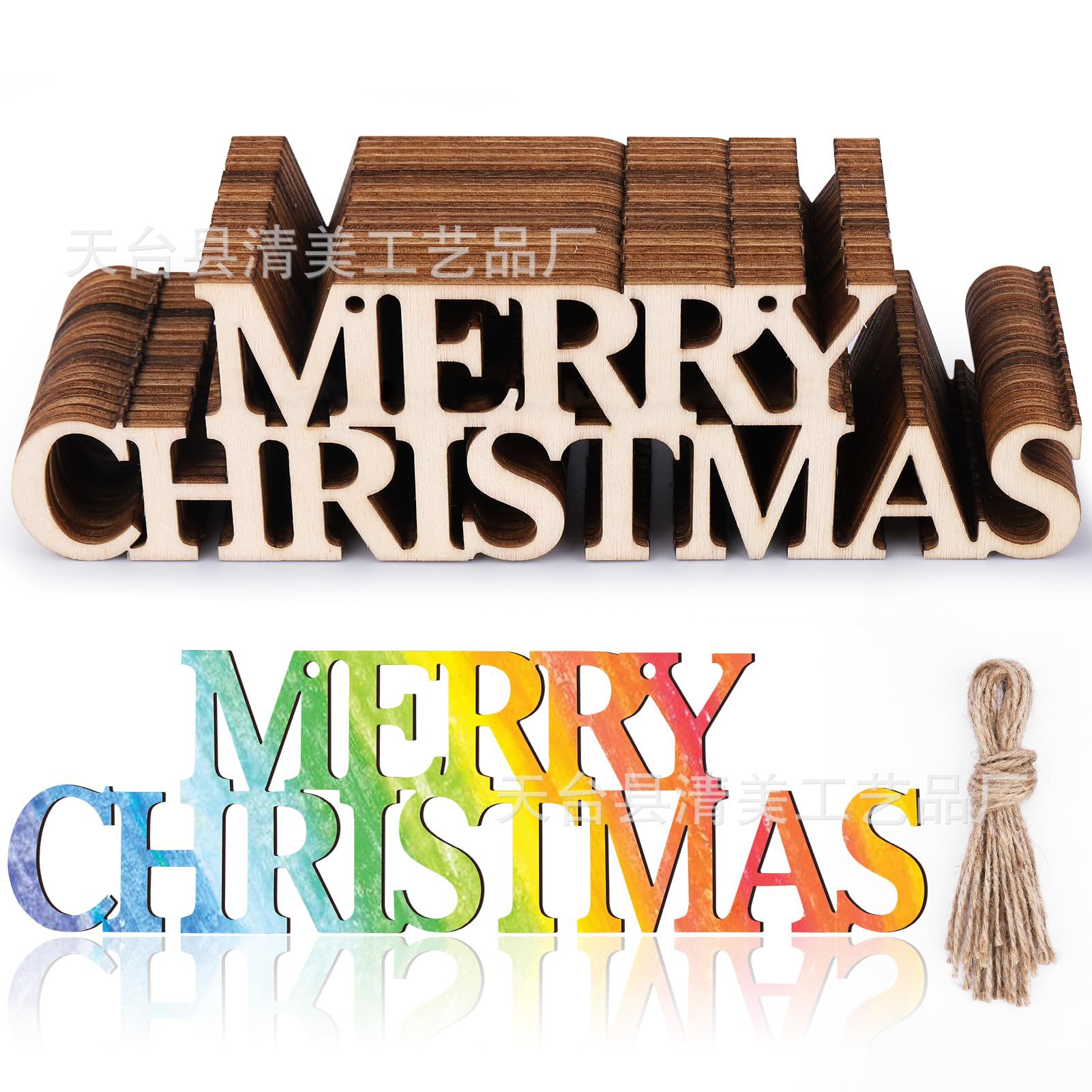 Feliz Navidad sin terminar Navidad corte de madera etiqueta de regalo fiesta de Navidad decoración de letras de madera decoración