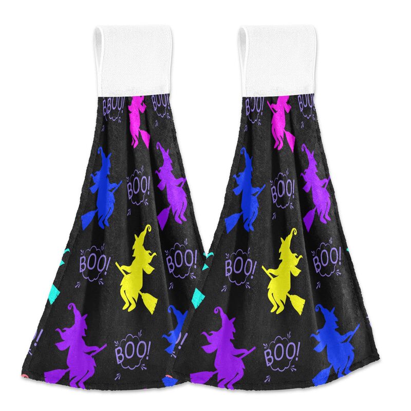 Halloween Witch Kitchen Bathroom Laundry Room Hand Towel Towel Dishcloth Absorbs Water and Can Be Hung for Decoration