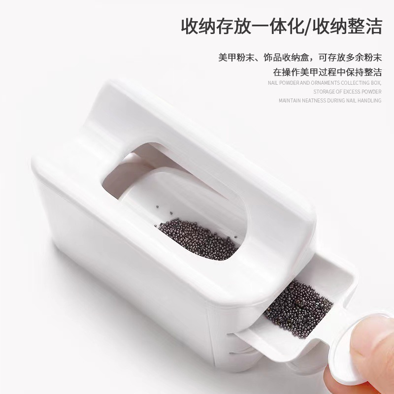 Caja de reciclaje de polvo de uñas lentejuelas de polvo suelto micro diamante lana trituración caja de recolección de almacenamiento de polvo de diamante con caja de embudo