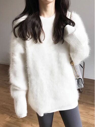 Mink fluffy clothes for women, thick loose clothes for winter, gentle and lazy loose sweater and top inside