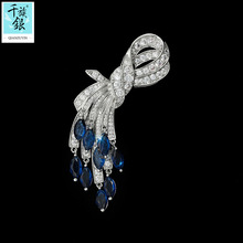 千族银 新款设计流苏绳结胸针 高级感男士西装别针胸花 明星同款