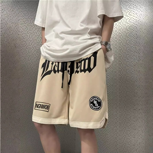 Men's Summer Large Hip-Hop Basketball Shorts, Loose Casual Sports Five-Pocket Pants, Trendy Hong Kong Style, Drop Ship One Piece