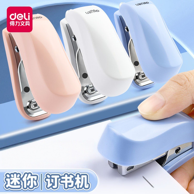 Deli Small Stapler Set, Portable Stapler for Students, Cute Cartoon Design, Functional Graduation Gift