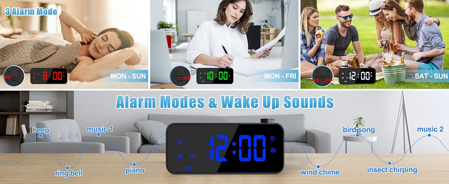 Black Amazon Mirror Alarm Clock - Color Variations