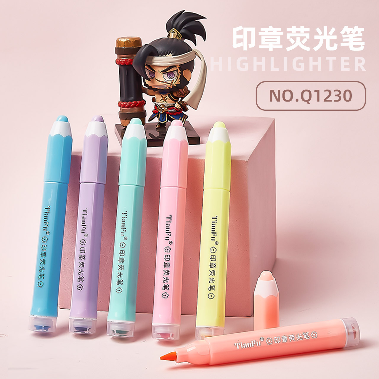 Color TF116-6 resaltador traje de regalo de los niños estudiante diario pluma marcado varilla hexagonal sello resaltador