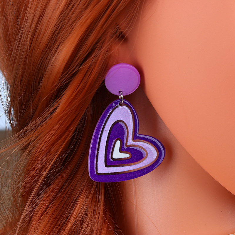 Cartoon Style Heart Shape Arylic Drop Earrings display picture 2