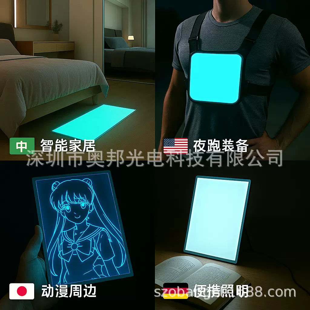 电致发光包装标签EL冷光片氛围装饰灯可剪裁超薄柔性EL冷光发光片