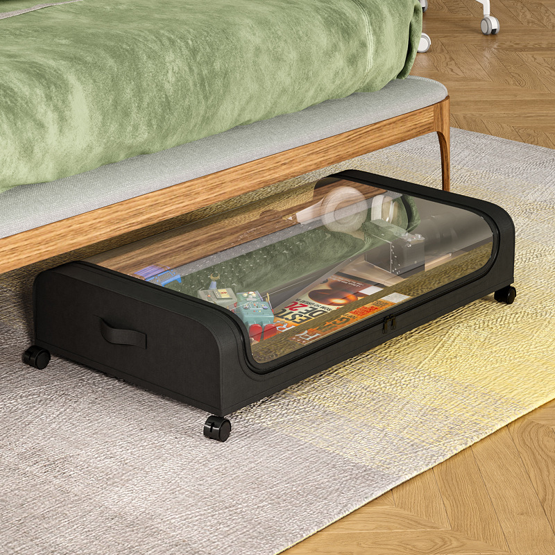 Cross-Border Amazon Mobile Pulley Iron Art Under-Bed Storage Rack Storage Cart Large Capacity Clothing Organizing Rack Storage