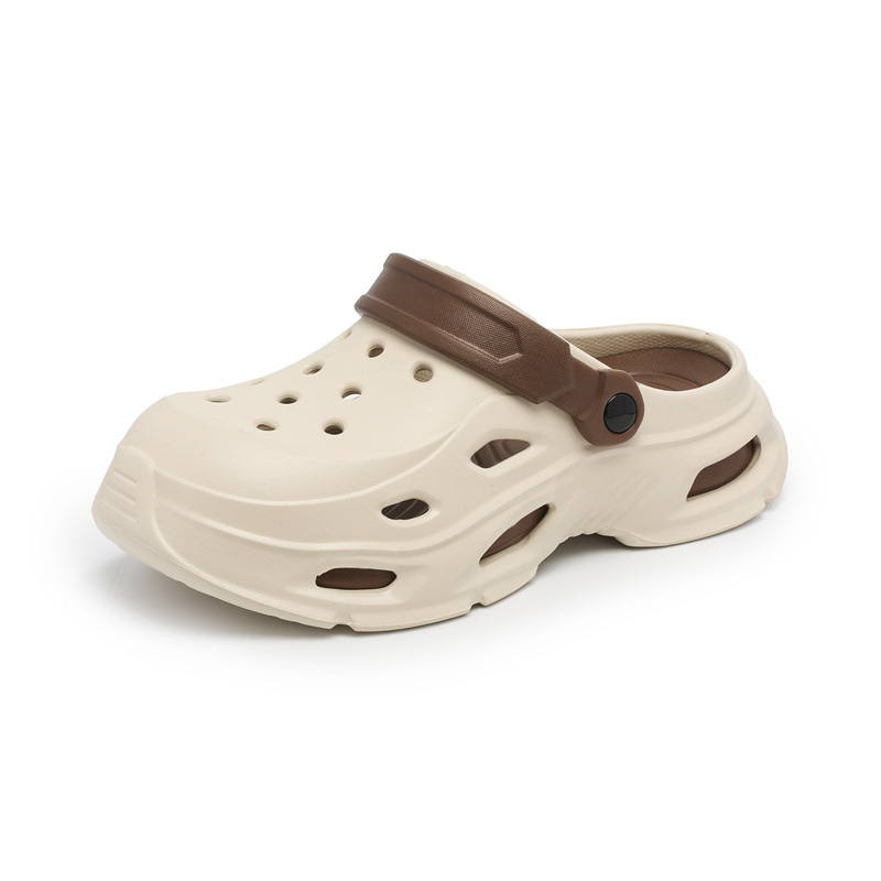 Zapatos con agujeros de suela gruesa para hombres verano 2025 nueva moda pisando mierda sandalias de playa antideslizantes zapatillas Baotou señoras