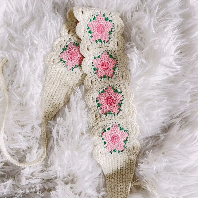 Этническая Crochet повязка на голову, тканое украшение для волос, регулируемая, яркий бохо-стиль