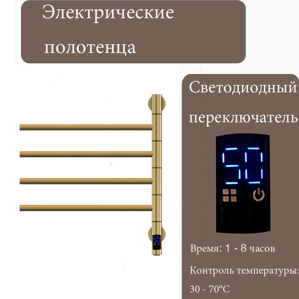 Электрический полотенцесушитель с вращающимся на 180 градусов золотым нагревателем для ванной комнаты с функцией умного таймера и постоянной температурой, сушилка для полотенец для ванной комнаты