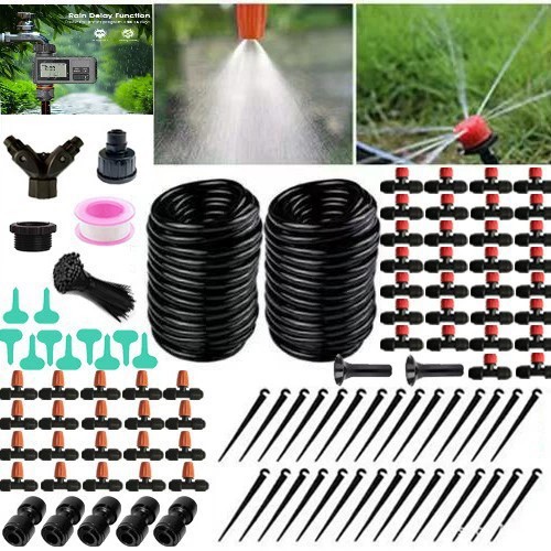 30 metros de riego conjunto de riego automático de riego de flores artefacto de jardín de verduras caja de jardín invernadero de riego por goteo conjunto de sprinkler boquilla de atomización