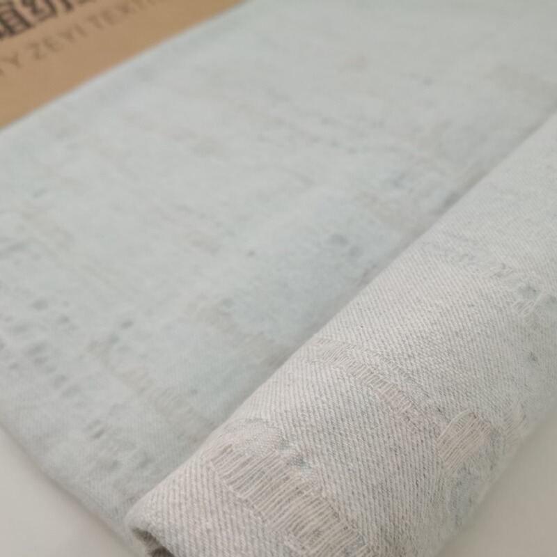 Denim Fabric 10' Cotton Jacquard Denim Fabric Washed Nostalgic Luggage Tassel Jacquard Denim Fabric
