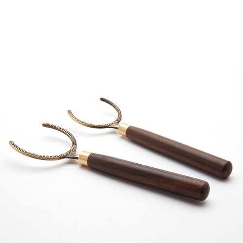 Ebony tea cup, fork and coaster, rosewood copper saucer, large and small kung fu tea ceremony, anti-scalding cup clip, tea clip, egg tart