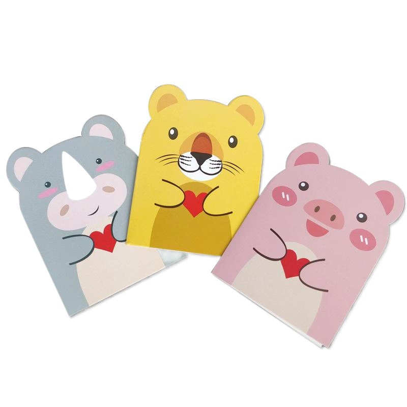 Оригинальный Милый Мультфильм Животное Форма Праздничная Маленькая Открытка Цветочный Подарок Благословение День Рождения Дети Спасибо Поздравительная Открытка