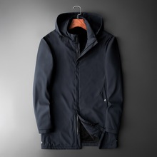 加绒外套男新款脱卸帽宽松防风衣加肥加大码中长款上衣肥佬保暖衣