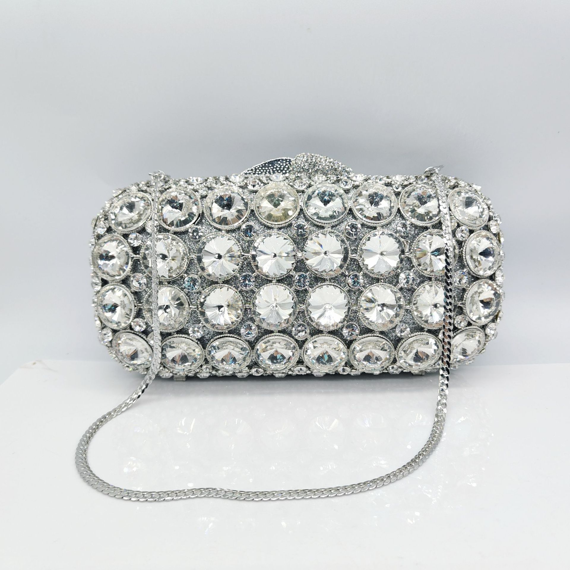 Túi clutch dạ hội nạm kim cương cao cấp cầm tay — Hoa tím, Màu tím đậm, Xanh ngọc lục bảo, Màu bạc