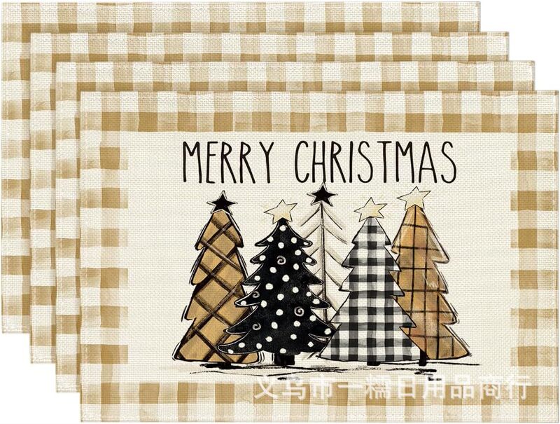 クロスボーダー爆発クリスマス雪だるま食事マット雪格子テーブルマットクリスマスパーティー装飾断熱マット祝日装飾|undefined