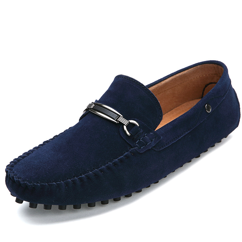 Gran tamaño transfronterizo en vivo venta caliente Bean zapatos de cuero para hombre esmerizado un pedale cómodo con suela suave zapatos perezosos tendencia para hombres
