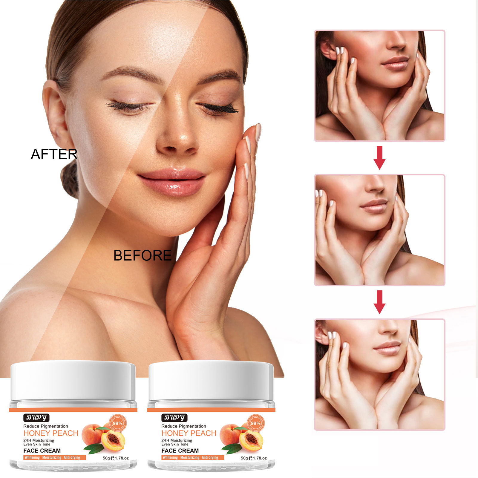 Honung persika ansiktskräm återfuktande anti rynk uppstramande lotion_voghion.com