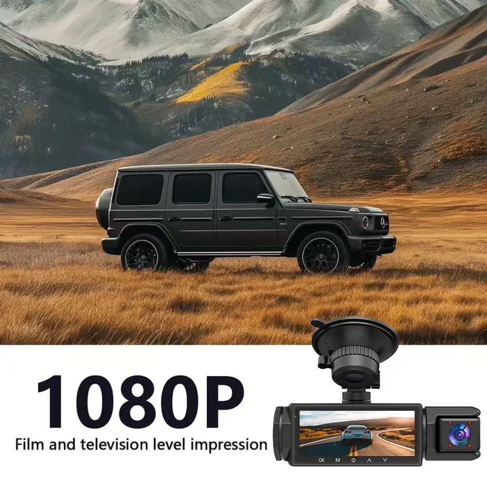 New three-lens WiFi dashcam with infrared night vision, simultaneous recording of the front, interior, and exterior of the vehicle, and in-car monitoring