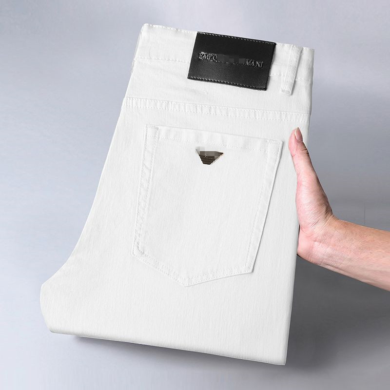 High-end Flying Eagle brand summer thin jeans for men, slim fit, straight cut, stretchy, light luxury, soft casual pants
